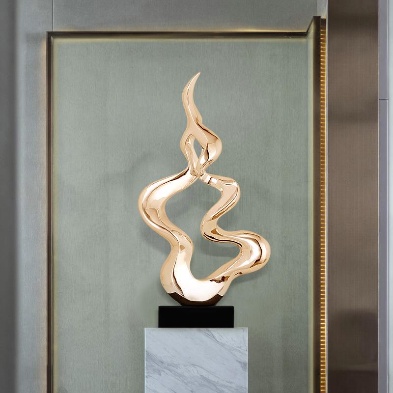 轻奢电镀雕塑酒店摆件家居饰品树脂摆件客厅简约办公室工艺装饰品