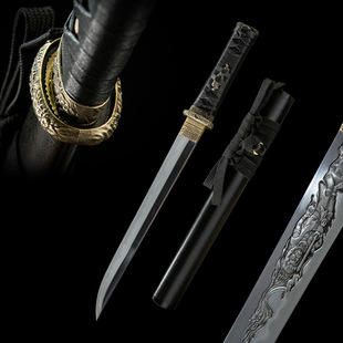 外贸手工雕刻日式短刀日本刀胁差覆土烧刃一体刀剑龙泉未开刃