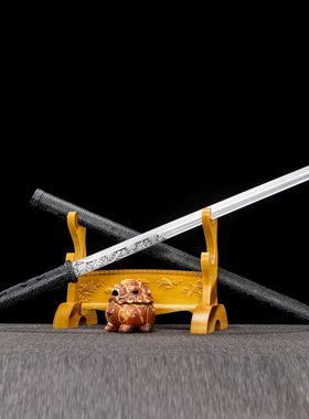 龙泉市刀剑高锰钢一体棍直刀素装