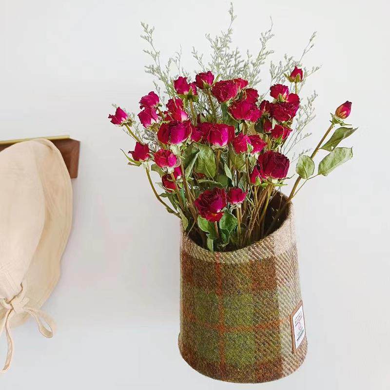 harris tweed粗花呢露营桌面插花布艺收纳筐玄关挂式收纳桶氛围筐