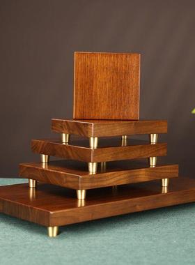 黑胡桃木纯实木底座底托花瓶佛像奇石摆件产品架工艺品新中式木质