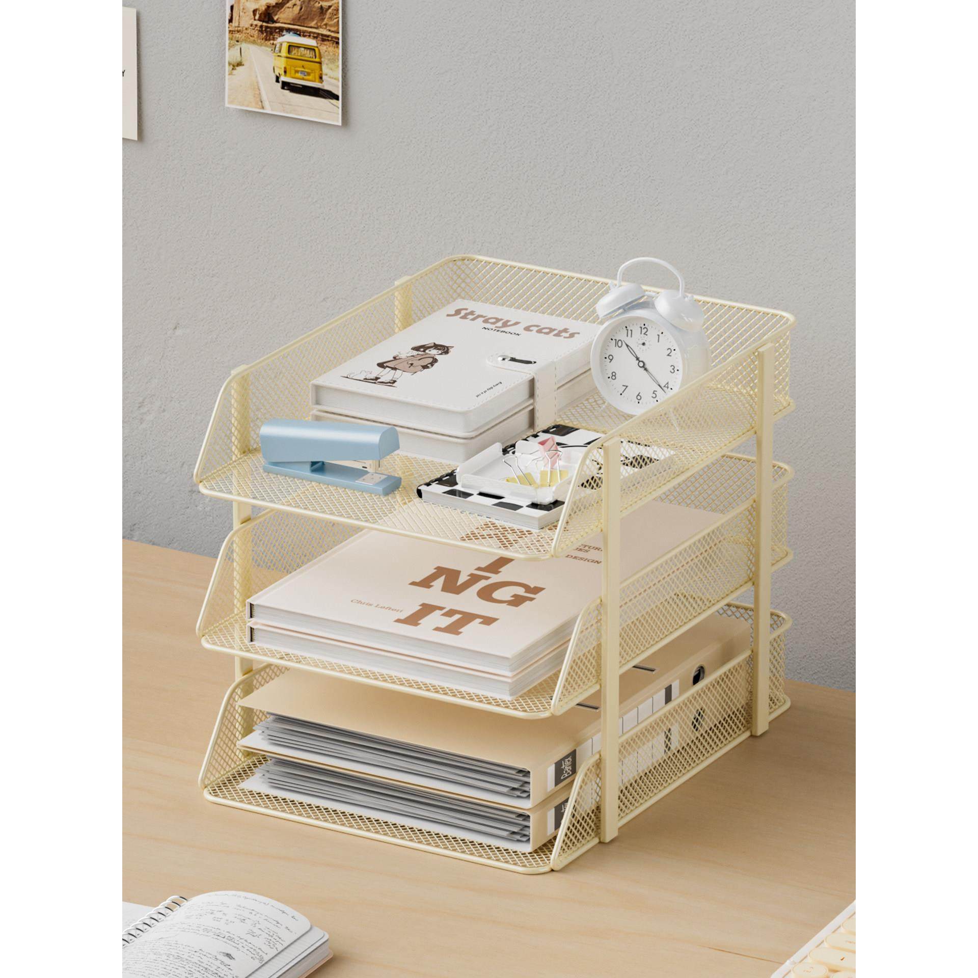 桌面文件架多层文件存储架办公文件夹存储盒书架书桌文件存储架