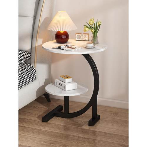 网红床边置物架小圆桌子简易家用沙发边几茶几床头柜现代简约卧室