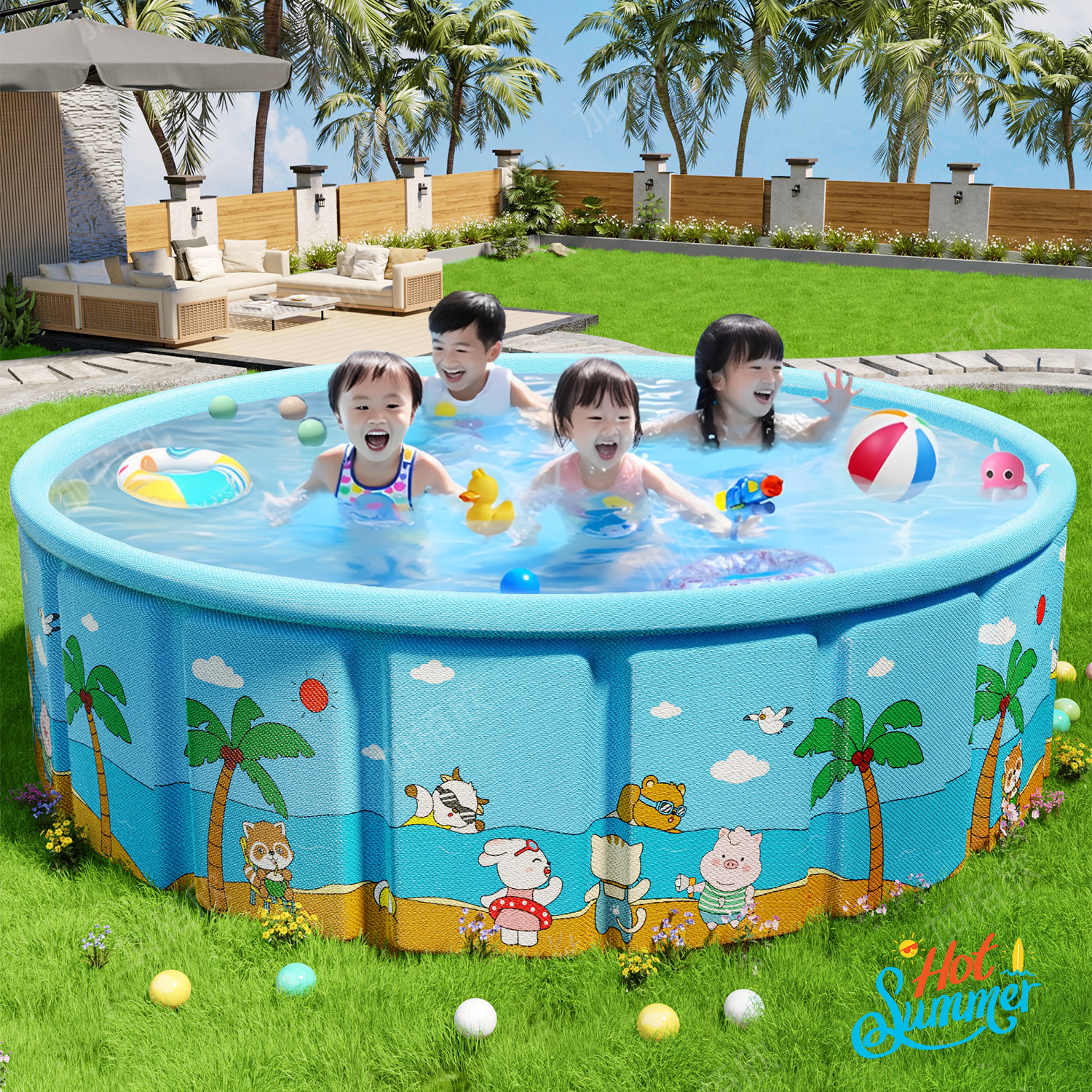 游泳池免充气儿童家用大号泳池折叠户外大型成人泡澡桶庭院游泳桶