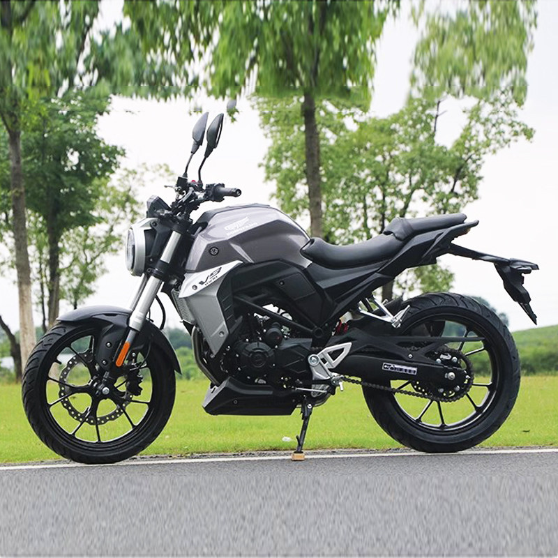 国四电喷国产复古摩托车跨骑街车水冷200cc烽火神驹V89街车可上牌