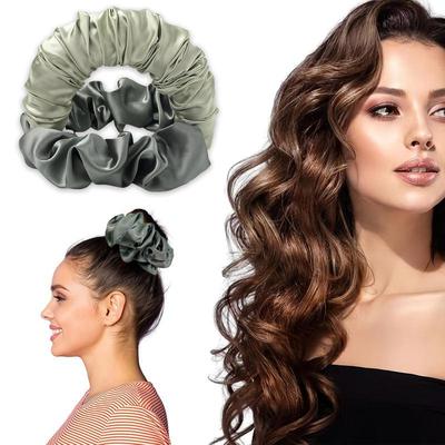 Heats Curls Scrunchie Overnight Green Satin Hair Roller