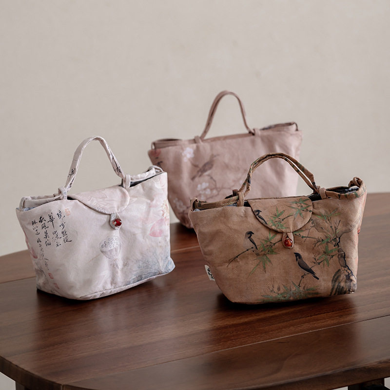 香云纱竹禽提梁收纳袋茶事包旅行茶具便携一壶两杯茶壶茶杯收纳袋,电子元器件市场,电线扎带/束线带,淘宝优惠券,粉丝福利购,淘宝优惠卷