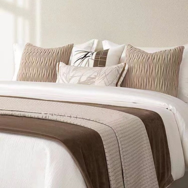 轻奢现代样板间床品售楼部样板房床上用品软装摆场简约多件套