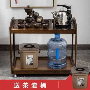 烧水壶一体茶水柜架子 移动茶桌家用小茶台边柜实木泡茶车茶具套装
