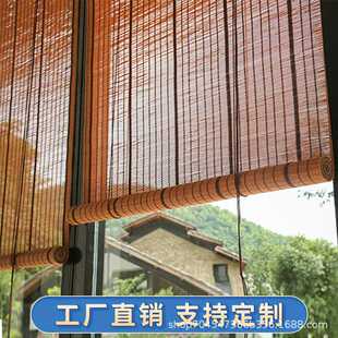 饰 参天古木纯竹帘窗帘卷帘复古意境玄关背景隔断茶室意境装