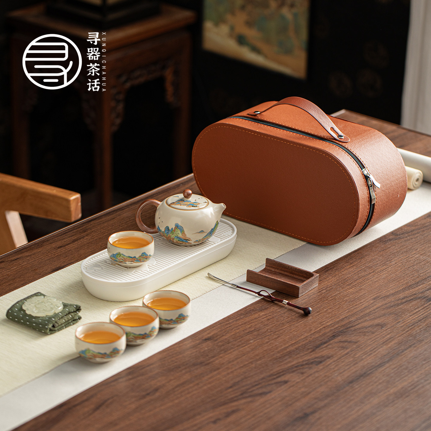故宫文创千里江山汝窑旅行茶具套装高档礼盒送长辈领导客户伴手礼,节庆用品/礼品,创意礼盒/礼品套组,淘宝优惠券,粉丝福利购,淘宝优惠卷
