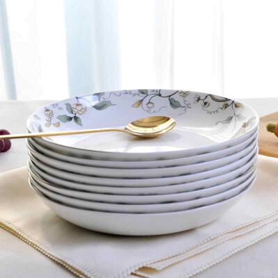 4只装唐山骨瓷盘子菜盘饭盘鱼盘汤盘陶瓷家用西餐盘炒菜加深瓷盘