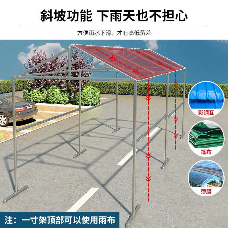 加厚镀锌钢管斜面落地户外防风尖顶架子棚葡萄架遮阳架棚晾衣杆图片