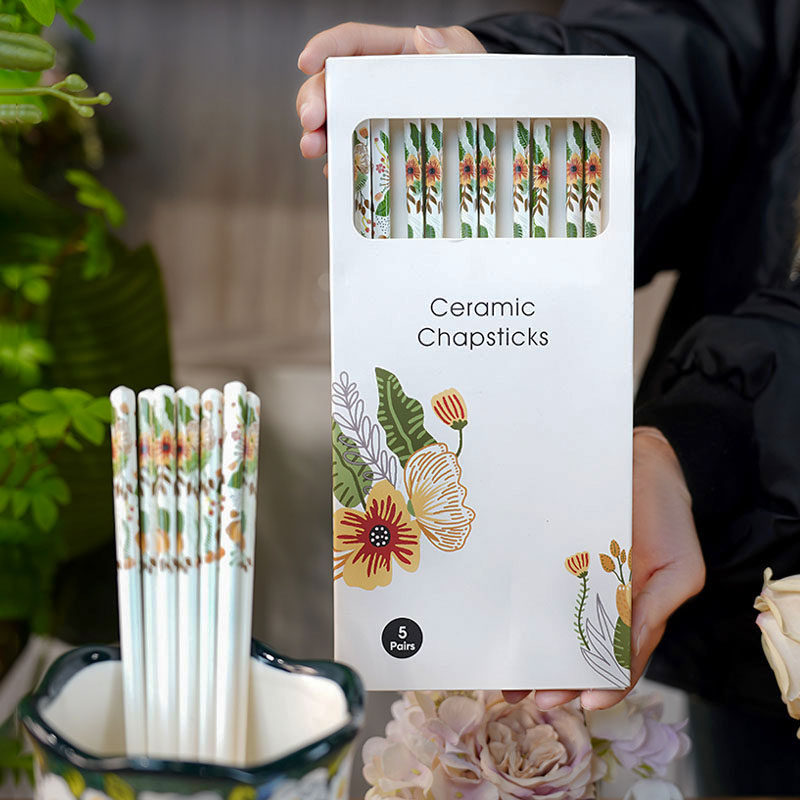 【兮房】七彩云花陶瓷筷子家用防滑防霉一人一筷中式创意高档盒装,餐饮具,筷子,淘宝优惠券,粉丝福利购,淘宝优惠卷