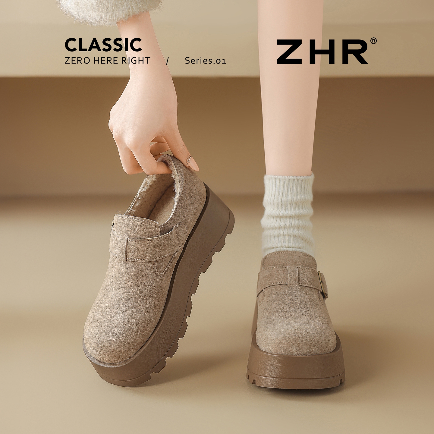 厚底勃肯鞋女2025秋冬新款雪地靴