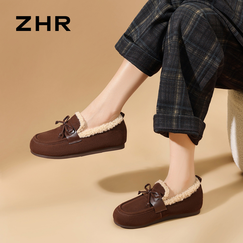 ZHR则则加绒全包内增高平底勃肯鞋2025秋冬新款保暖棉鞋ins雪地靴