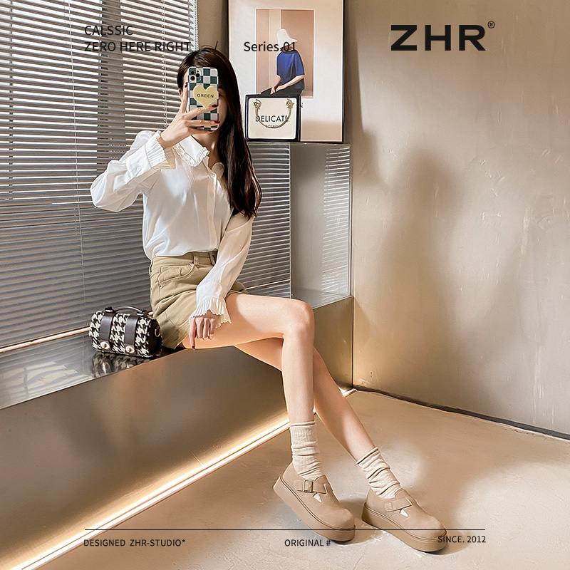 ZHR则则厚底全包勃肯鞋女