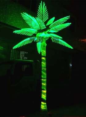 高6米宽4米12片叶绿色LED会发光的椰子树灯 源头厂家