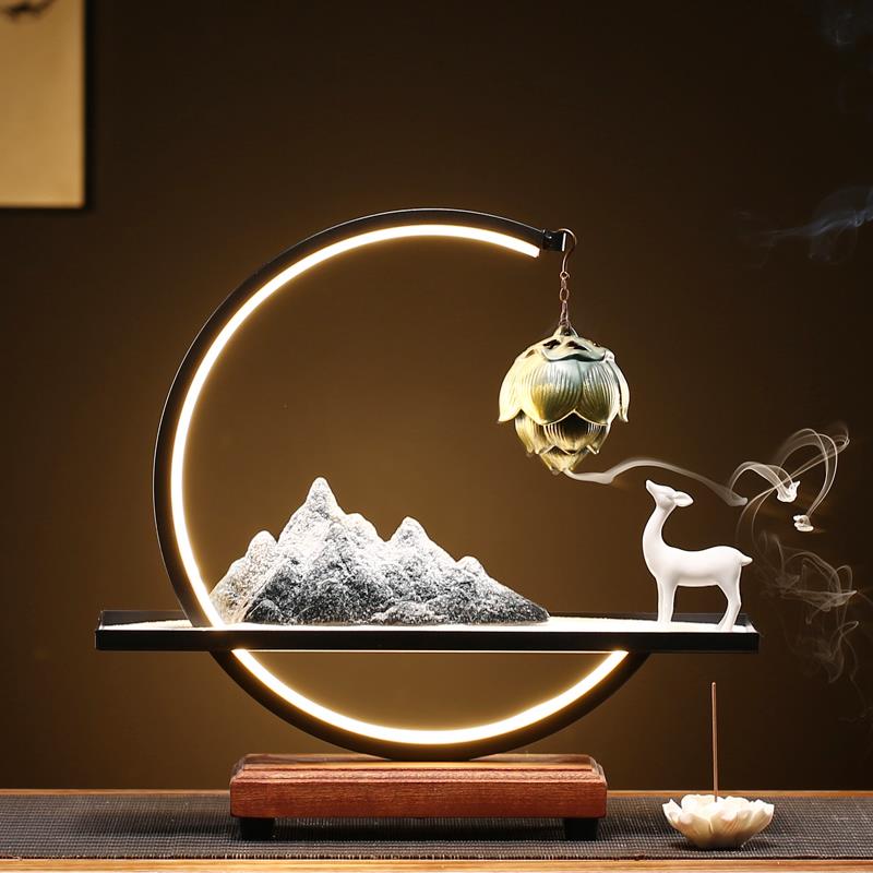 禅意倒流香炉小鹿香熏摆件创意家居客厅桌面装饰品乔迁开业送礼