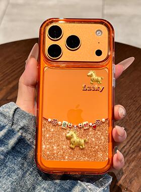 适用于苹果17promax手机壳iPhone16新款高级感15plus全包新年lucky马上有钱14透明IP13防摔11女款12PM保护套