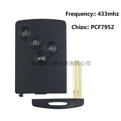 适用于08-11款雷诺科雷傲4键智能钥匙433mhz PCF7952 Chip