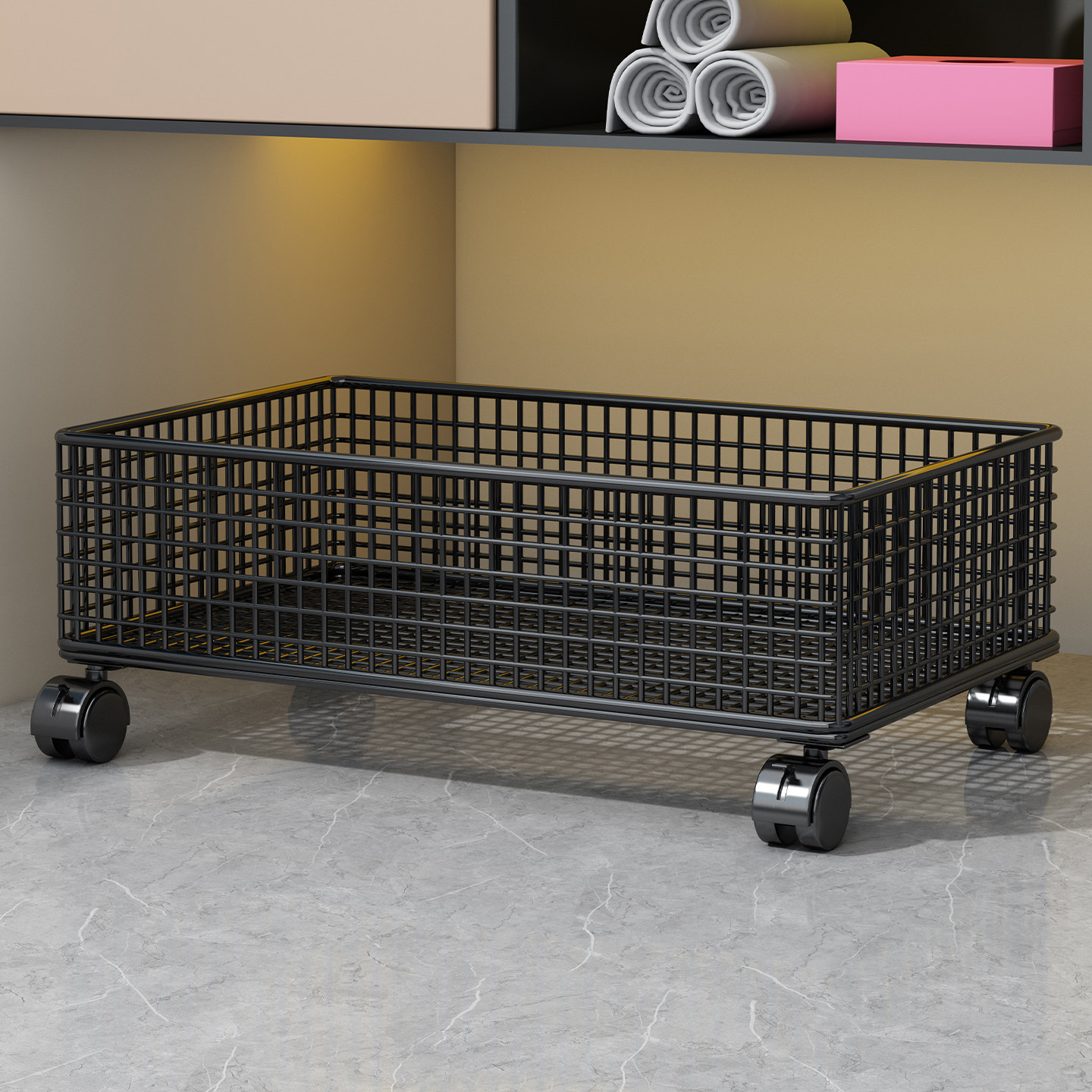 洗漱台下水槽卫生间置物架洗衣液收纳筐浴室厕所带轮移动脏衣篮架