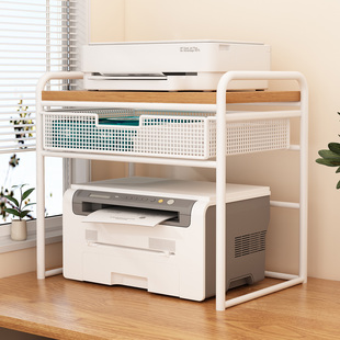 桌面印表机置物架办公桌上小型双层多功能文件收纳整理擡增高架子