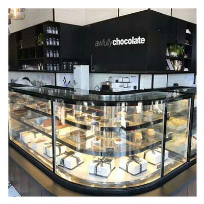 awfully chocolate专属 弧形转角展示冷藏柜 保鲜冷藏设备蛋糕柜
