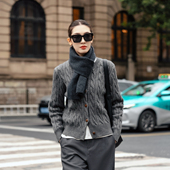 知喜ziJoy 简约绞花含羊毛针织开衫 女款 秋冬季 加厚可外穿毛衣