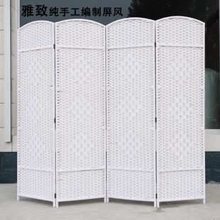 草编屏风玄关隔断实木餐饮隔板办公换衣间服装 特价 试衣间屏风折屏