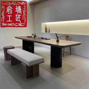 茶桌椅组合现代简约实木大板泡茶台办公室家用客厅阳台茶几 新中式