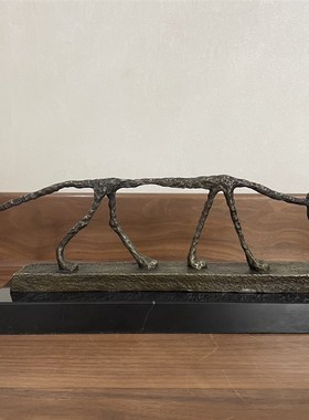 铜雕塑抽象猫贾科梅蒂名作铜像摆件家居饰品创意礼品客厅玄关书房