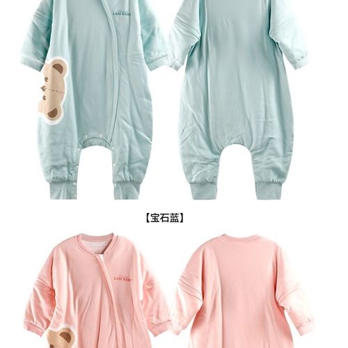 拉比春秋薄夹棉婴幼儿宝宝连体衣分腿睡袋保暖男女童空调房防踢被