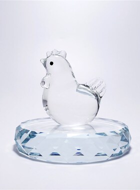 小母鸡可爱生日礼物水晶玻璃创意摆件12生肖动物属相琉璃车载饰品