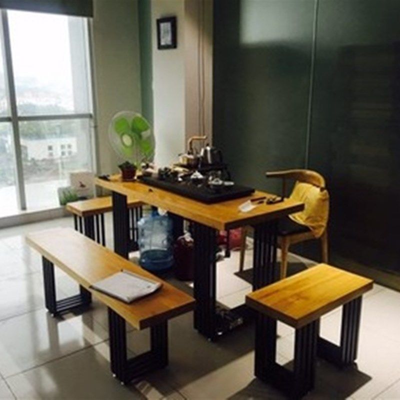 loft铁艺餐桌实木会议办公桌长桌工业风长方形电脑桌椅组合工作台