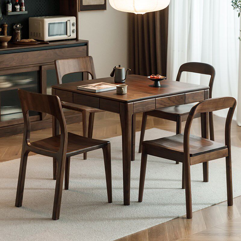 北美黑胡桃木实木餐桌饭桌小方桌四方桌小户型正方形牌桌惯蛋桌