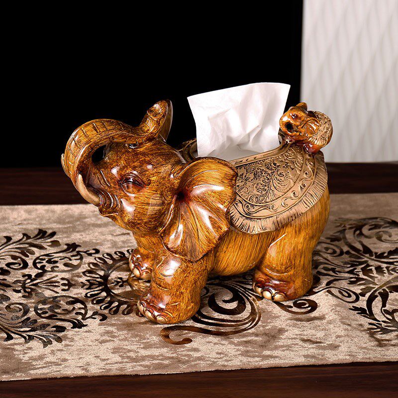 美式创意复古高档大象纸巾盒纸抽盒抽纸盒纸盒客厅摆件装饰品欧式