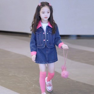 女童2024春季新款牛仔套装春秋装亲子两件套时髦洋气外套气质女孩