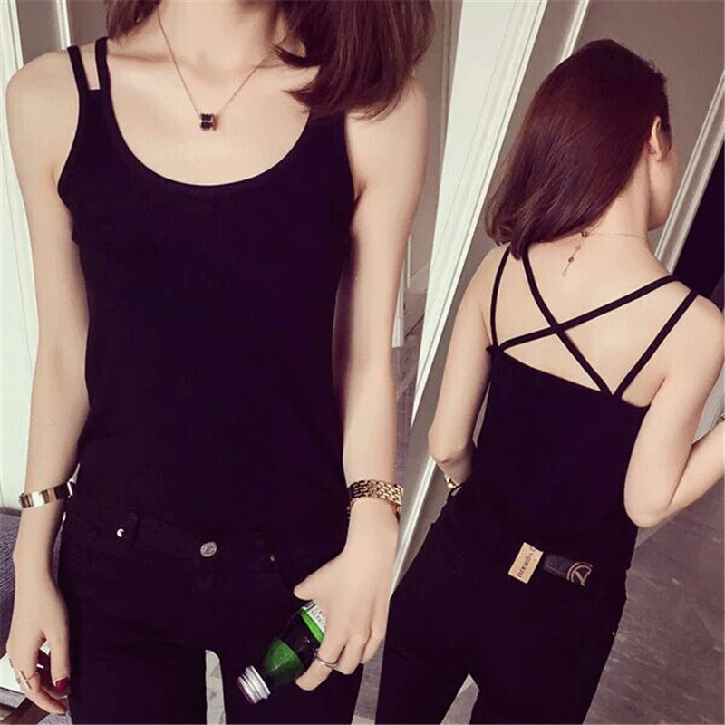 百搭性感短款春夏吊带背心女美背内搭外穿吊带上衣黑白色打底衫