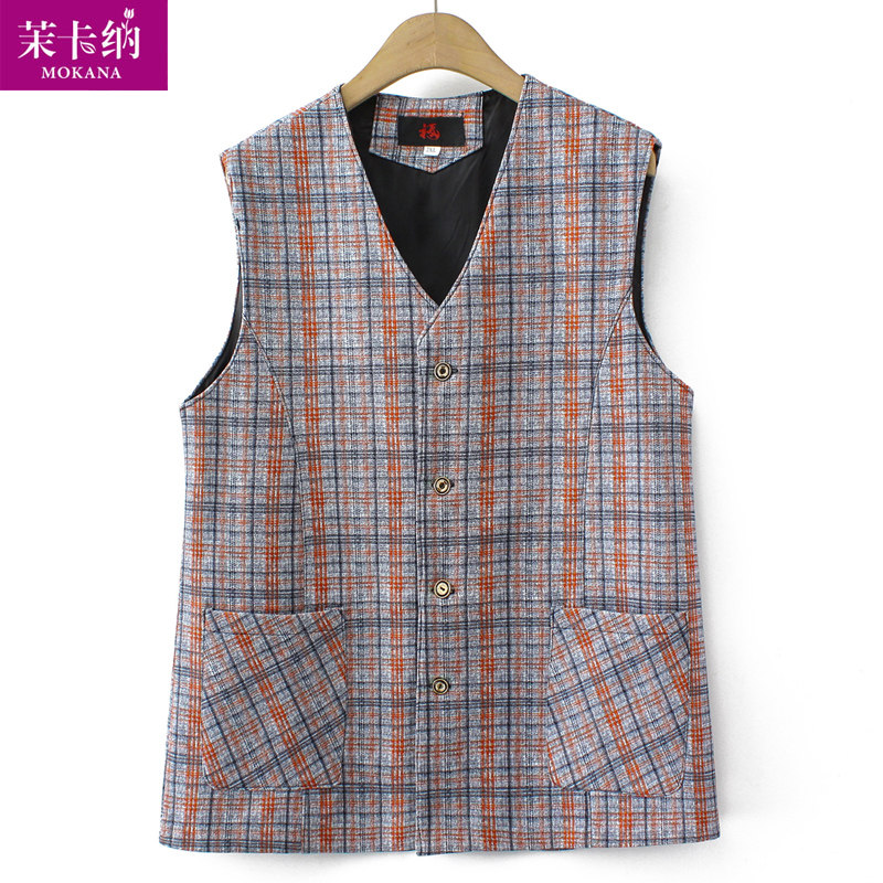 中老年人马夹女奶奶背心复古春秋装妈妈装老人马甲瘦小码口袋V领