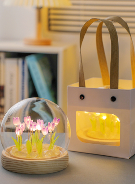 郁金香小夜灯摆件diy手工发光花束装饰品送闺蜜女友情人生日礼物