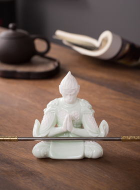 白瓷斗战胜佛齐天大圣孙悟空禅意灯圈摆件家居玄关客厅酒柜装饰品