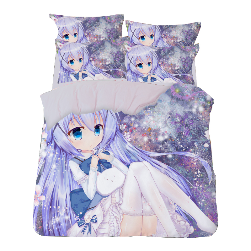 兰羽辰卡通动漫点兔磨毛四件套床单被套单人1.0m床女学生宿舍被单