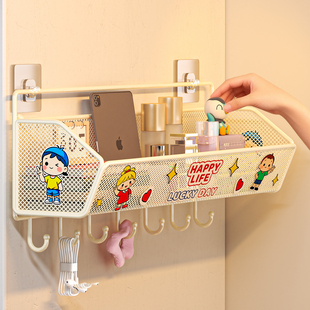 宿舍墙上置物架大学生寝室上铺床边挂篮墙面免打孔壁挂零食收纳架