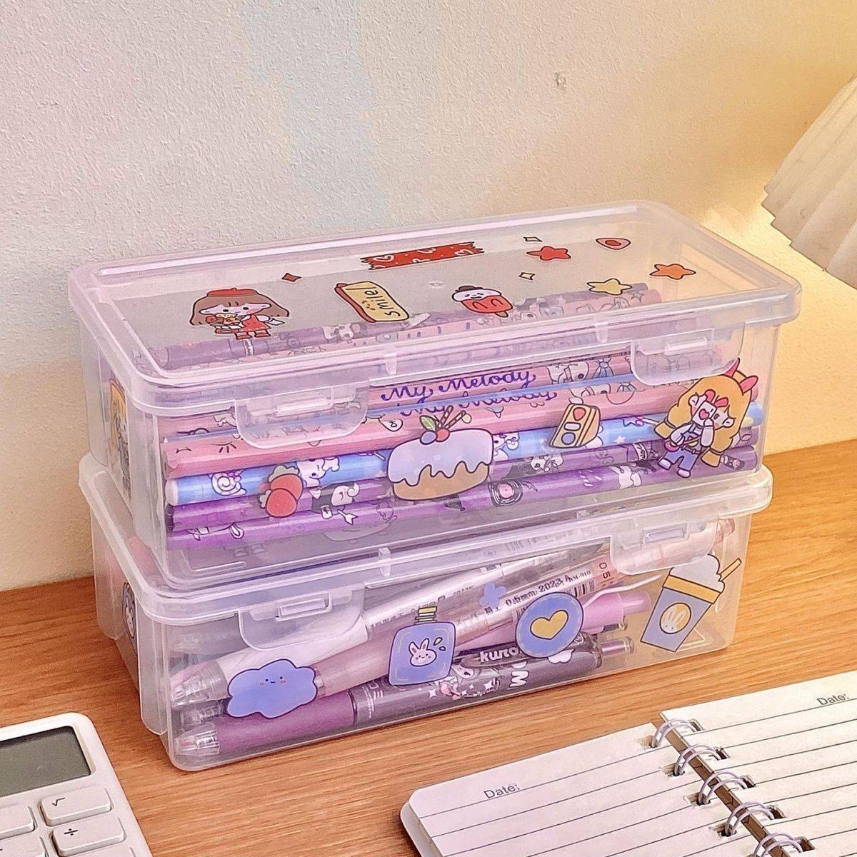 铅笔盒透明文具收纳盒大容量笔筒装蜡笔彩铅马克笔中性笔儿童笔袋,收纳整理,文具收纳盒,淘宝优惠券,粉丝福利购,淘宝优惠卷