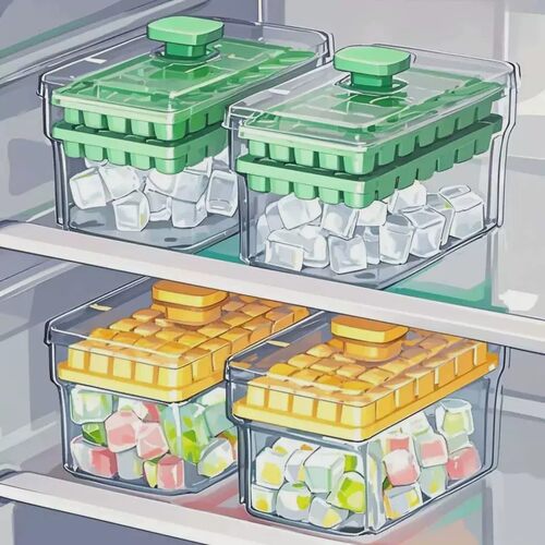 【秒出冰】冰块制冰模具家用制冰盒冻冰块神器冰箱储存按压式冰格