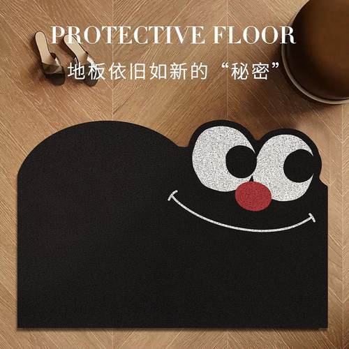 卡通黑色入户地垫家用玄关门口防滑脚垫子可裁剪丝圈蹭土刮泥地毯