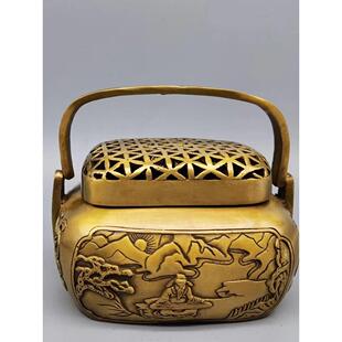 纯铜暖手炉取暖炉汤婆子怀炉烧炭炉彷古做旧古玩盘香薰炉结婚礼品