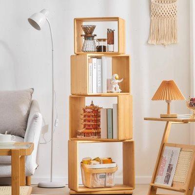 旋转书架置物架落地客厅书桌收纳展示架家用儿童书柜现代简约格u.