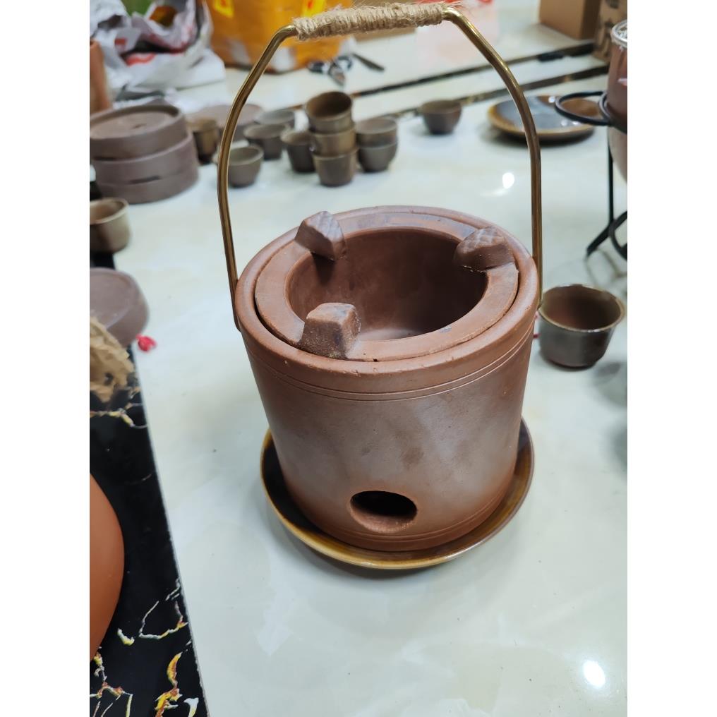 古陶坊潮州砂铫壶粗陶柴烧水壶泡茶专用电陶炭炉老岩泥大口径侧把
